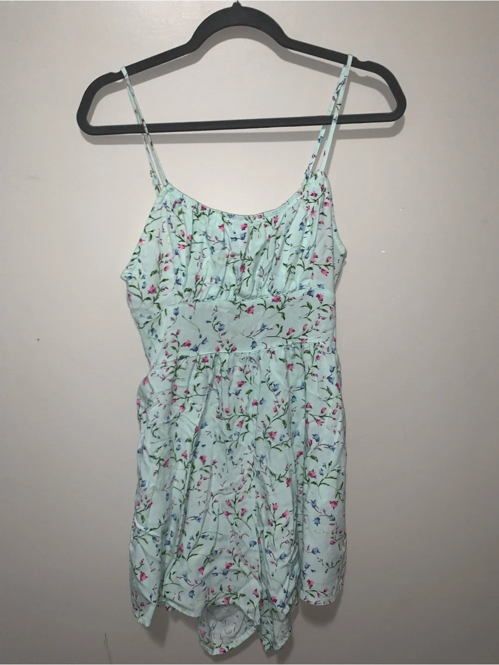 Ci Sono Mint Floral Spaghetti-Strap Romper
